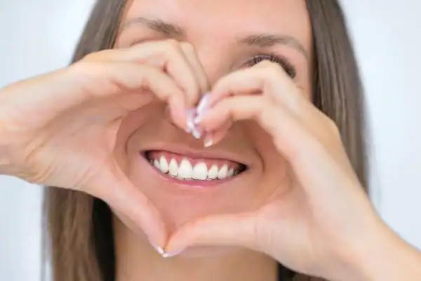 Woman happy with white smile after Blue Light Teeth Whitening Eastleigh